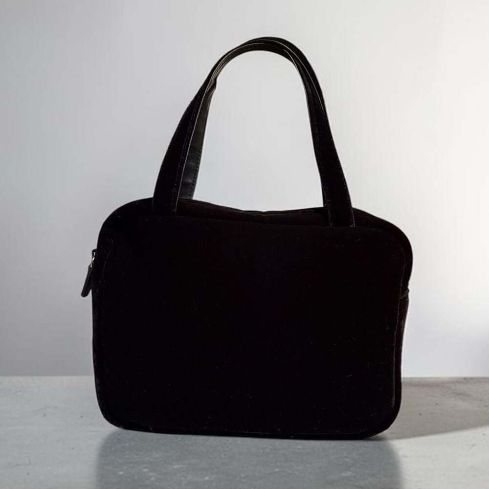 Nine West Black Velvet Small Top Handle Handbag